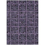 8' X 10' Purple Plum And Charcoal Medallion Washable Indoor Outdoor Area Rug