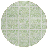 8' Artichoke Green And Mint Green Round Medallion Washable Indoor Outdoor Area Rug