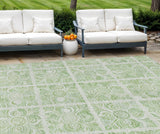 8' X 10' Artichoke Green And Mint Green Medallion Washable Indoor Outdoor Area Rug