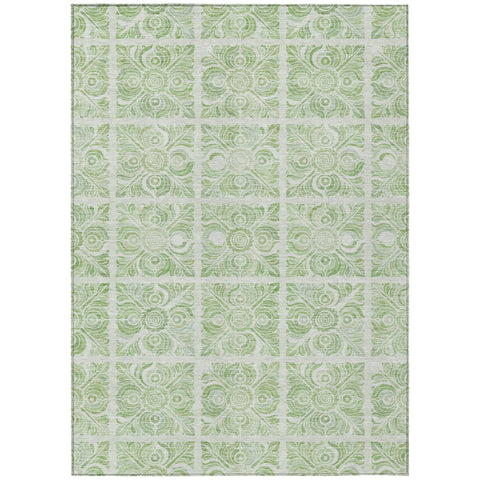 8' X 10' Artichoke Green And Mint Green Medallion Washable Indoor Outdoor Area Rug
