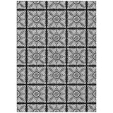 3' X 5' Black Ivory And Gray Medallion Washable Indoor Outdoor Area Rug