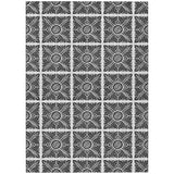 3' X 5' Ivory And Black Medallion Washable Indoor Outdoor Area Rug