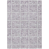 5' X 8' Lavender And Silver Medallion Washable Indoor Outdoor Area Rug