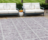 8' X 10' Lavender And Silver Medallion Washable Indoor Outdoor Area Rug