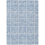 5' X 8' Sky Blue And Denim Blue Medallion Washable Indoor Outdoor Area Rug