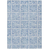 8' X 10' Sky Blue And Denim Blue Medallion Washable Indoor Outdoor Area Rug