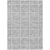 3' X 5' Silver And Gray Medallion Washable Indoor Outdoor Area Rug