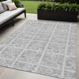 5' X 8' Silver And Gray Medallion Washable Indoor Outdoor Area Rug