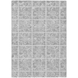 5' X 8' Silver And Gray Medallion Washable Indoor Outdoor Area Rug