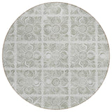 8' Taupe Beige And Tan Round Medallion Washable Indoor Outdoor Area Rug