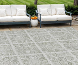8' X 10' Taupe Beige And Tan Medallion Washable Indoor Outdoor Area Rug