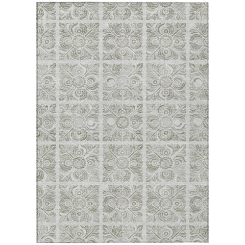 8' X 10' Taupe Beige And Tan Medallion Washable Indoor Outdoor Area Rug