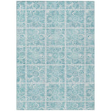 8' X 10' Turquoise And Teal Blue Medallion Washable Indoor Outdoor Area Rug