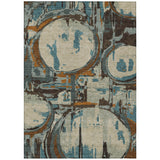 5' X 8' Beige Brown And Copper Geometric Washable Indoor Outdoor Area Rug