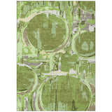 3' X 5' Artichoke Green And Fern Green Geometric Washable Indoor Outdoor Area Rug