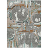 8' X 10' Gray Copper And Mint Green Geometric Washable Indoor Outdoor Area Rug