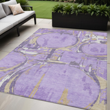 5' X 8' Lavender Lilac And Purple Geometric Washable Indoor Outdoor Area Rug