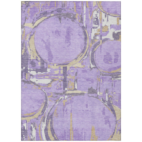 8' X 10' Lavender Lilac And Purple Geometric Washable Indoor Outdoor Area Rug