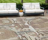 8' X 10' Brown Taupe And Beige Geometric Washable Indoor Outdoor Area Rug