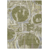 5' X 8' Olive Green Gray And Beige Geometric Washable Indoor Outdoor Area Rug