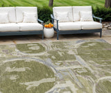 8' X 10' Olive Green Gray And Beige Geometric Washable Indoor Outdoor Area Rug