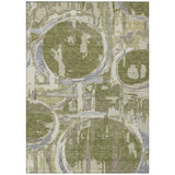 8' X 10' Olive Green Gray And Beige Geometric Washable Indoor Outdoor Area Rug