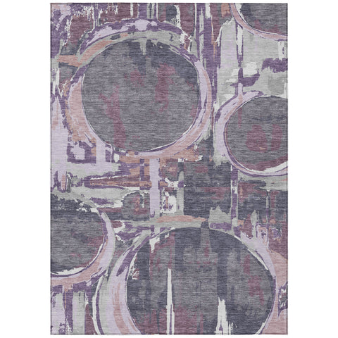 3' X 5' Purple Lavender And Plum Geometric Washable Indoor Outdoor Area Rug