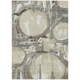 5' X 8' Tan Taupe And Beige Geometric Washable Indoor Outdoor Area Rug