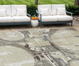8' X 10' Tan Taupe And Beige Geometric Washable Indoor Outdoor Area Rug