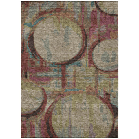 3' X 5' Taupe Beige And Blush Geometric Washable Indoor Outdoor Area Rug