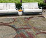8' X 10' Taupe Beige And Blush Geometric Washable Indoor Outdoor Area Rug