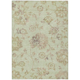 8' X 10' Artichoke Green Mint Green And Taupe Floral Washable Indoor Outdoor Area Rug