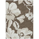 8' X 10' Brown Beige And Taupe Floral Washable Indoor Outdoor Area Rug