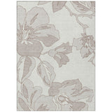 8' X 10' Ivory Beige And Taupe Floral Washable Indoor Outdoor Area Rug