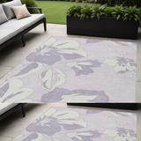 5' X 8' Lavender Lilac And Ivory Floral Washable Indoor Outdoor Area Rug
