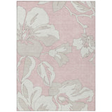 5' X 8' Pink Ivory And Beige Floral Washable Indoor Outdoor Area Rug