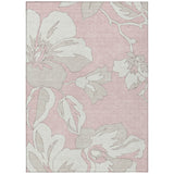 8' X 10' Pink Ivory And Beige Floral Washable Indoor Outdoor Area Rug