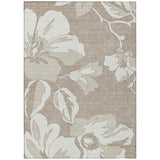 3' X 5' Taupe Beige And Ivory Floral Washable Indoor Outdoor Area Rug