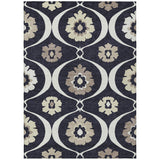 3' X 5' Black Ivory And Taupe Medallion Washable Indoor Outdoor Area Rug