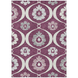 8' X 10' Eggplant Ivory And Gray Medallion Washable Indoor Outdoor Area Rug
