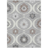 3' X 5' Gray Charcoal And Brown Medallion Washable Indoor Outdoor Area Rug
