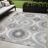 5' X 8' Gray Charcoal And Brown Medallion Washable Indoor Outdoor Area Rug