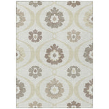 8' X 10' Ivory Taupe And Brown Medallion Washable Indoor Outdoor Area Rug