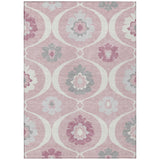 5' X 8' Pink Blush And Gray Medallion Washable Indoor Outdoor Area Rug