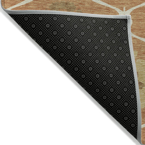 5' X 8' Orange Copper And Gray Medallion Washable Indoor Outdoor Area Rug