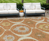 8' X 10' Orange Copper And Gray Medallion Washable Indoor Outdoor Area Rug