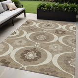 5' X 8' Taupe Brown And Ivory Medallion Washable Indoor Outdoor Area Rug