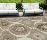 8' X 10' Taupe Brown And Ivory Medallion Washable Indoor Outdoor Area Rug