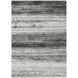 5' X 8' Black Ivory And Gray Striped Washable Indoor Outdoor Area Rug