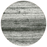 8' Black Ivory And Gray Round Striped Washable Indoor Outdoor Area Rug